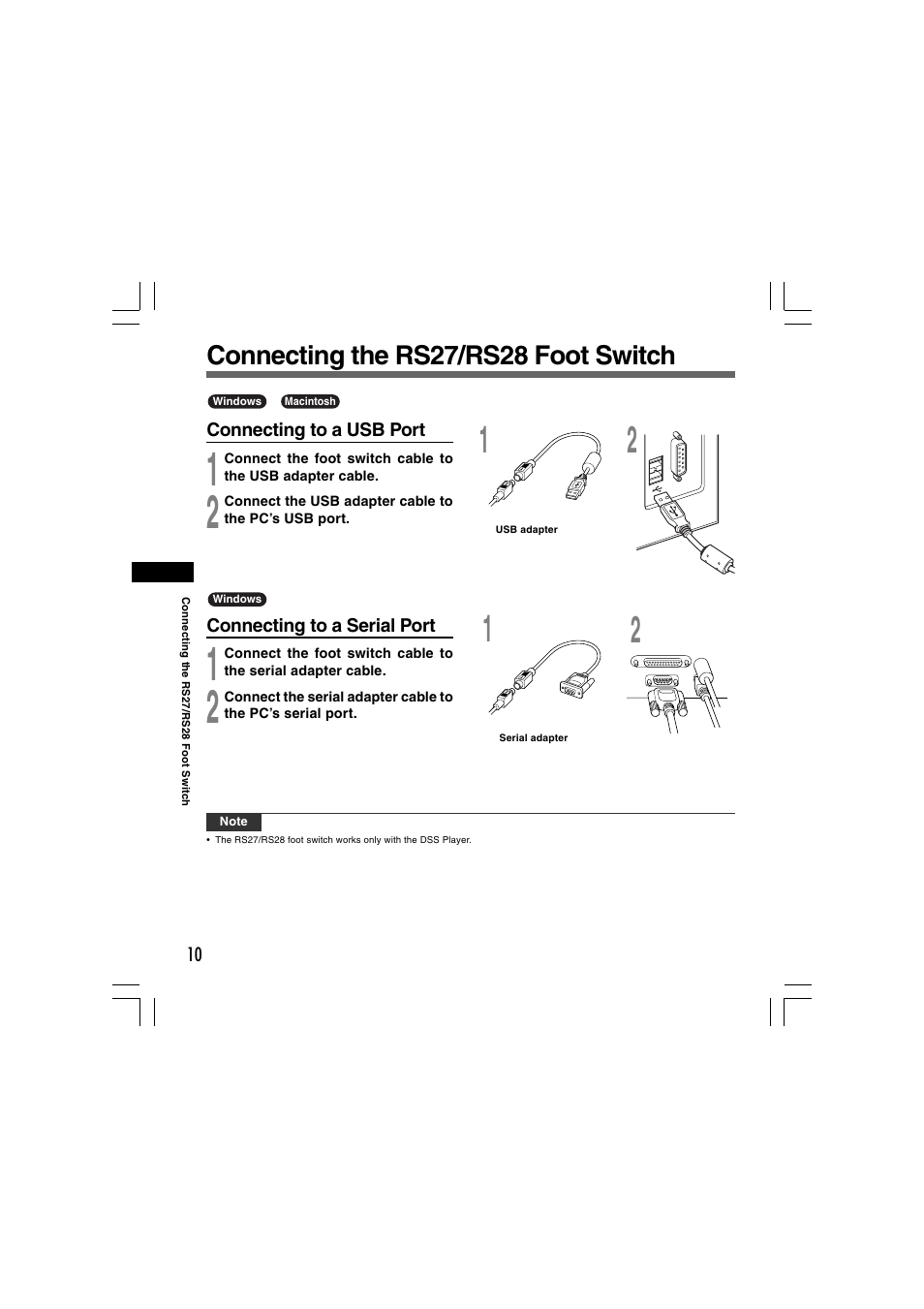 Connecting the rs27/rs28 foot switch | Olympus AS-2400 User Manual | Page 10 / 18