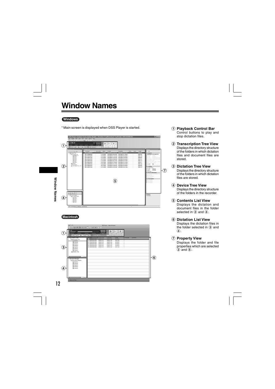 Window names | Olympus AS-2400 User Manual | Page 12 / 18