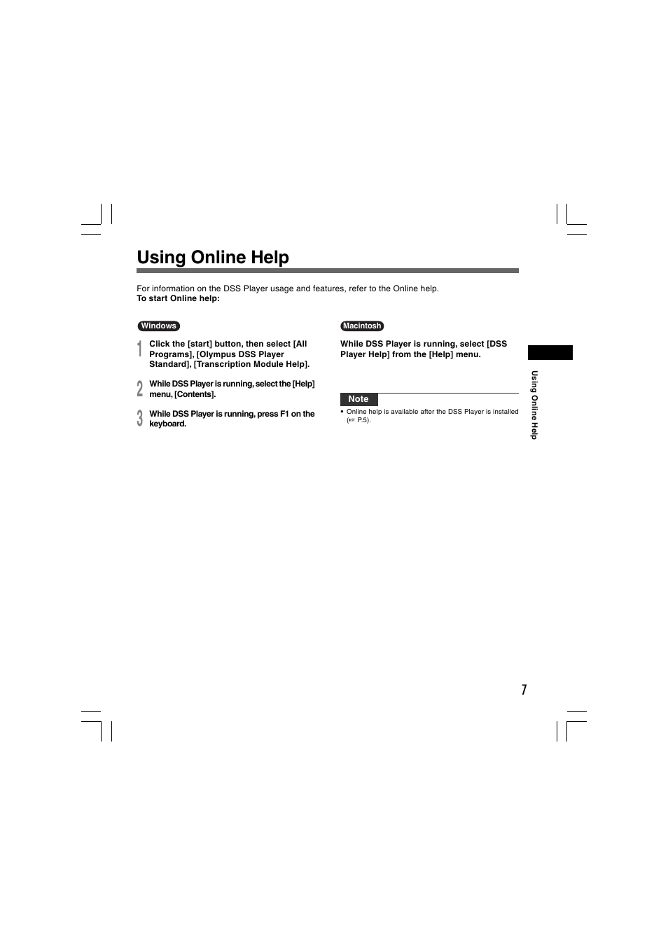 Using online help | Olympus AS-2400 User Manual | Page 7 / 18