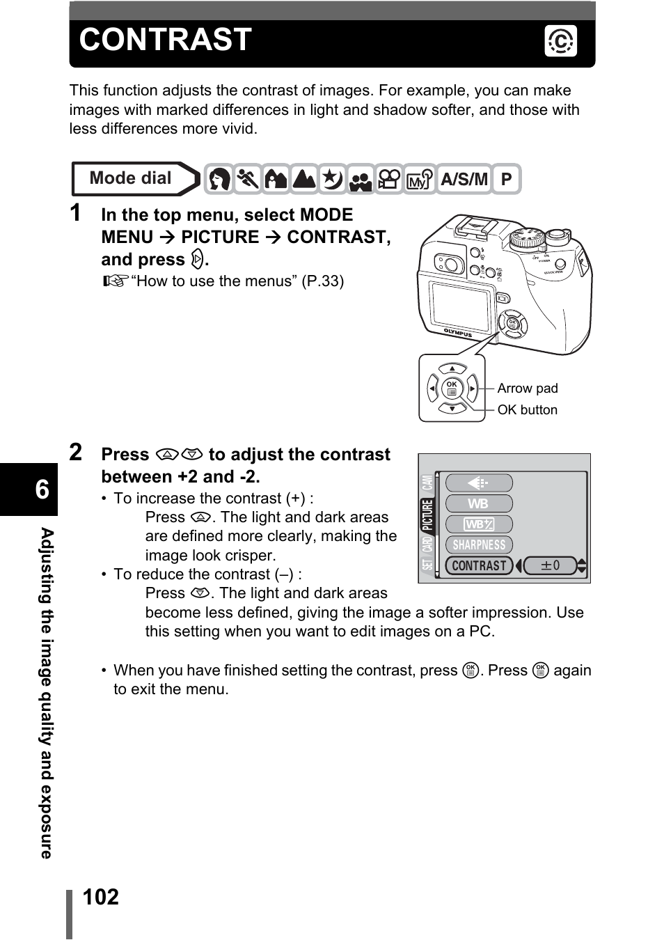Contrast, P.102 | Olympus C-5000 Zoom User Manual | Page 103 / 215