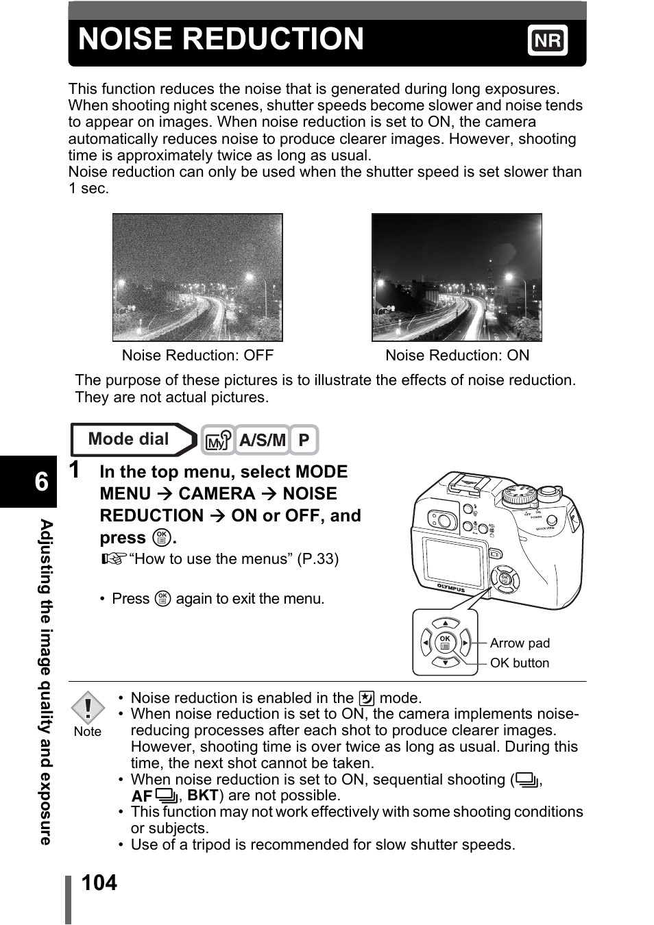 Noise reduction, P.104 | Olympus C-5000 Zoom User Manual | Page 105 / 215