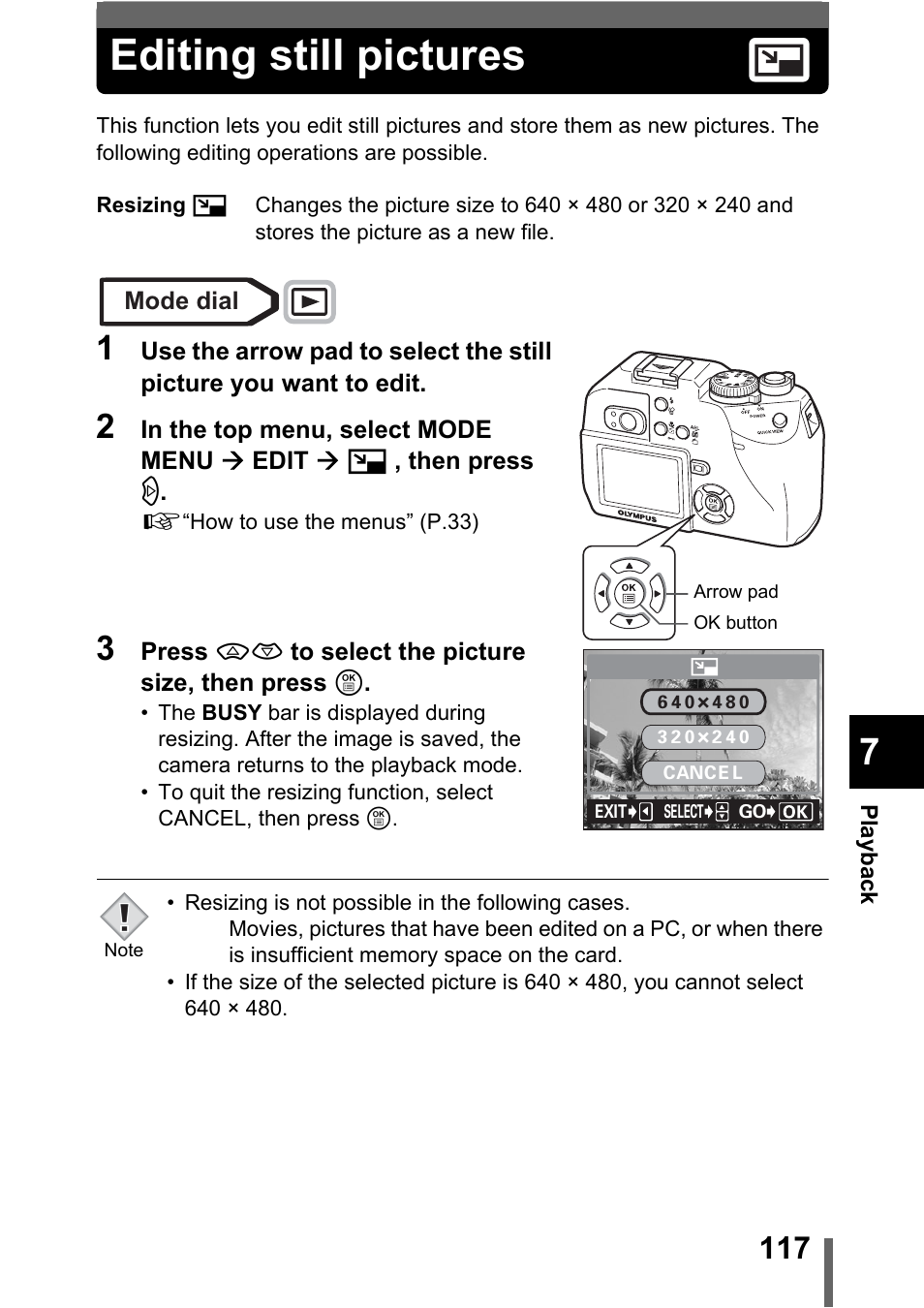 Editing still pictures, P.117 | Olympus C-5000 Zoom User Manual | Page 118 / 215