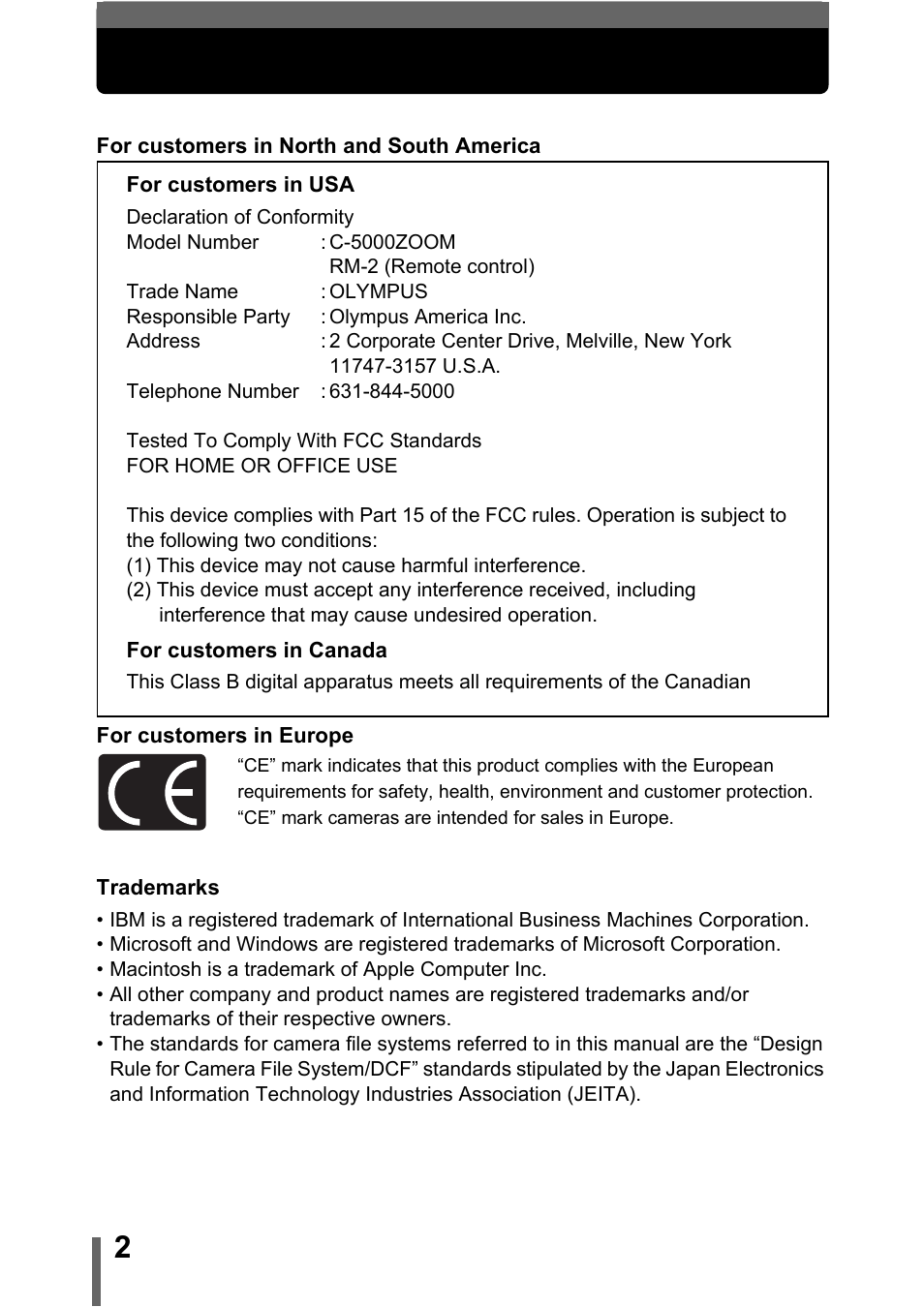 Olympus C-5000 Zoom User Manual | Page 3 / 215