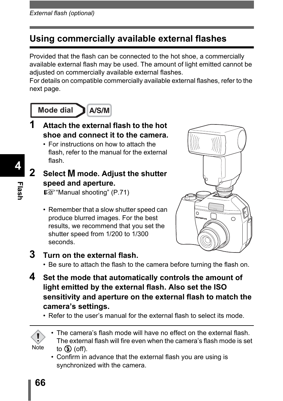 Using commercially available external flashes | Olympus C-5000 Zoom User Manual | Page 67 / 215