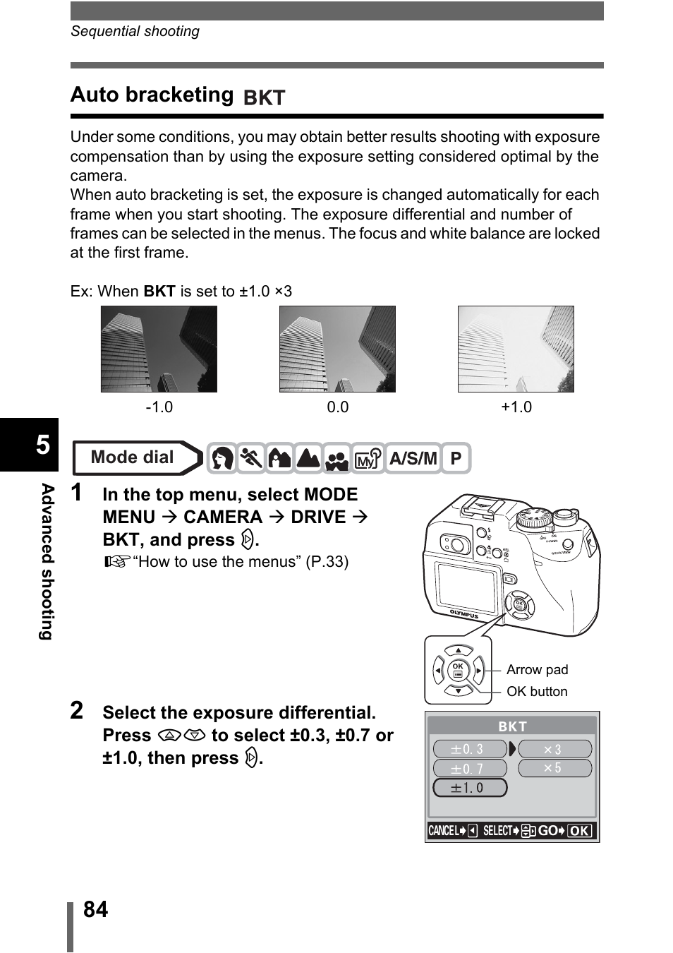 Auto bracketing | Olympus C-5000 Zoom User Manual | Page 85 / 215