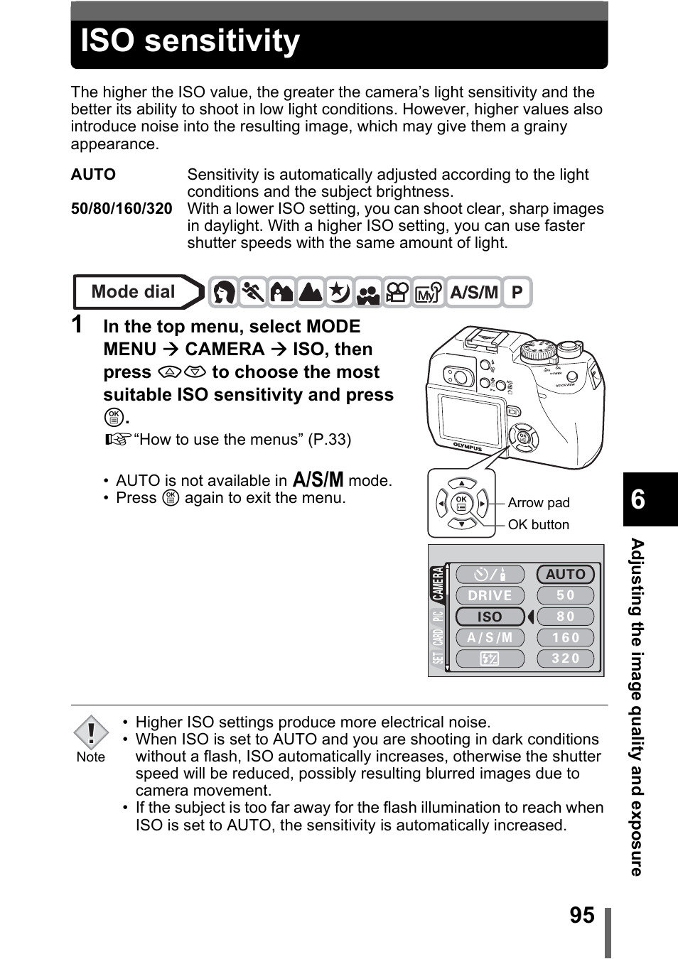 Iso sensitivity, P.95 | Olympus C-5000 Zoom User Manual | Page 96 / 215