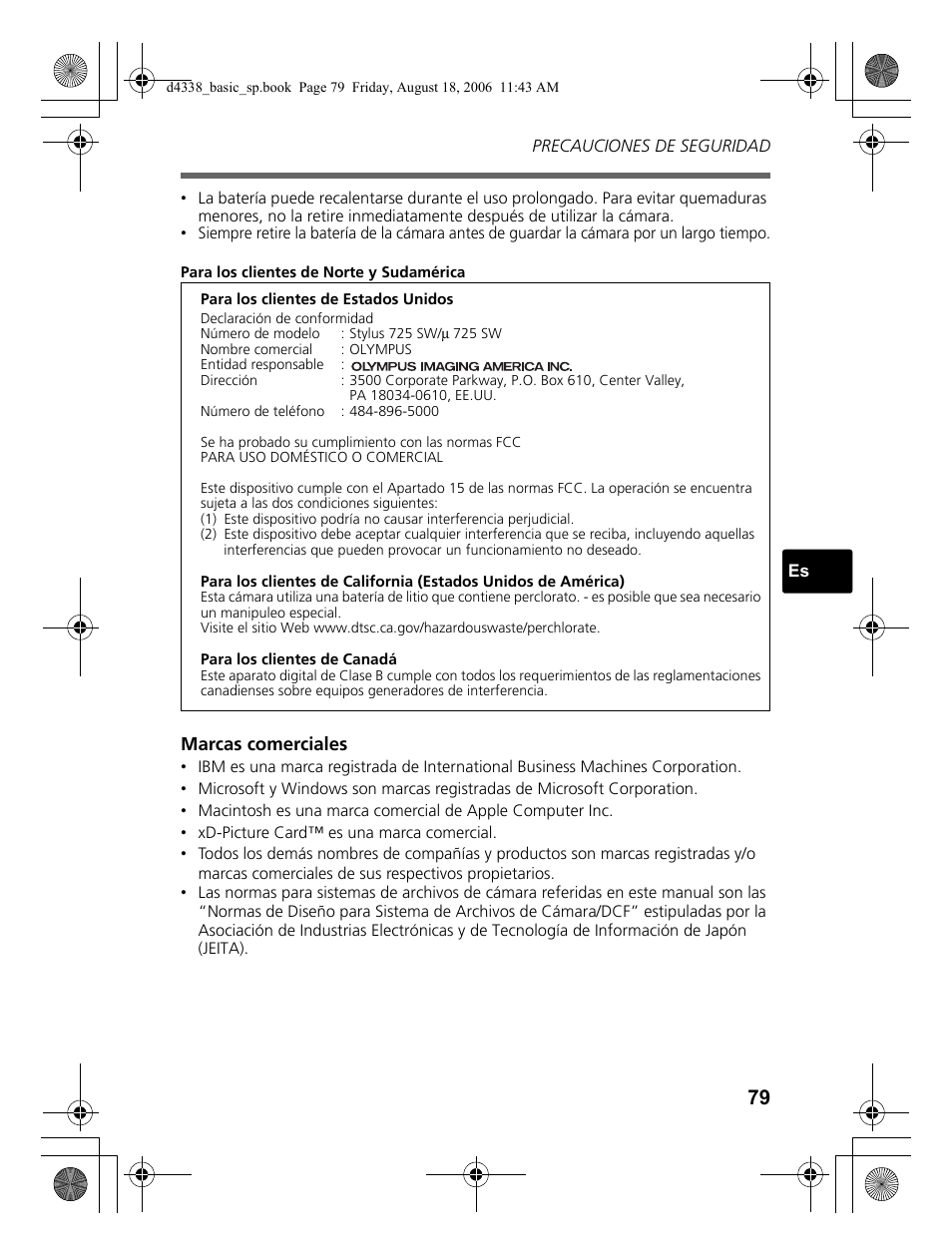Olympus Stylus 725 SW User Manual | Page 79 / 84