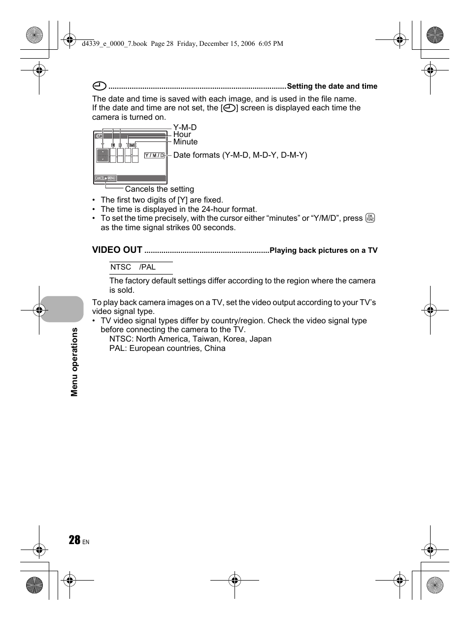 Video out | Olympus FE-250 User Manual | Page 28 / 76