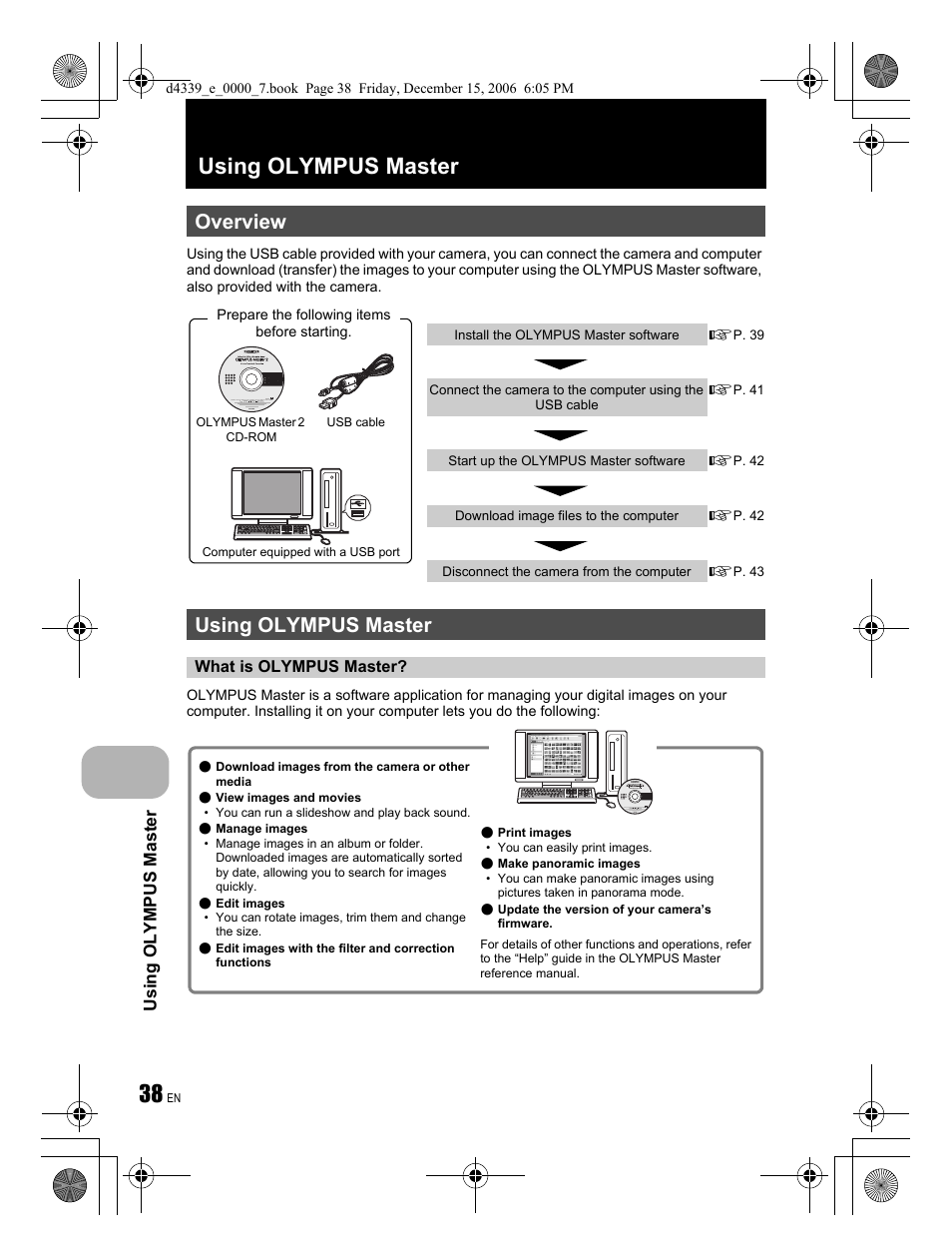 Overview, Using olympus master | Olympus FE-250 User Manual | Page 38 / 76