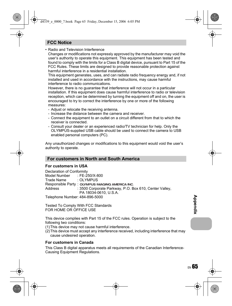 Olympus FE-250 User Manual | Page 65 / 76