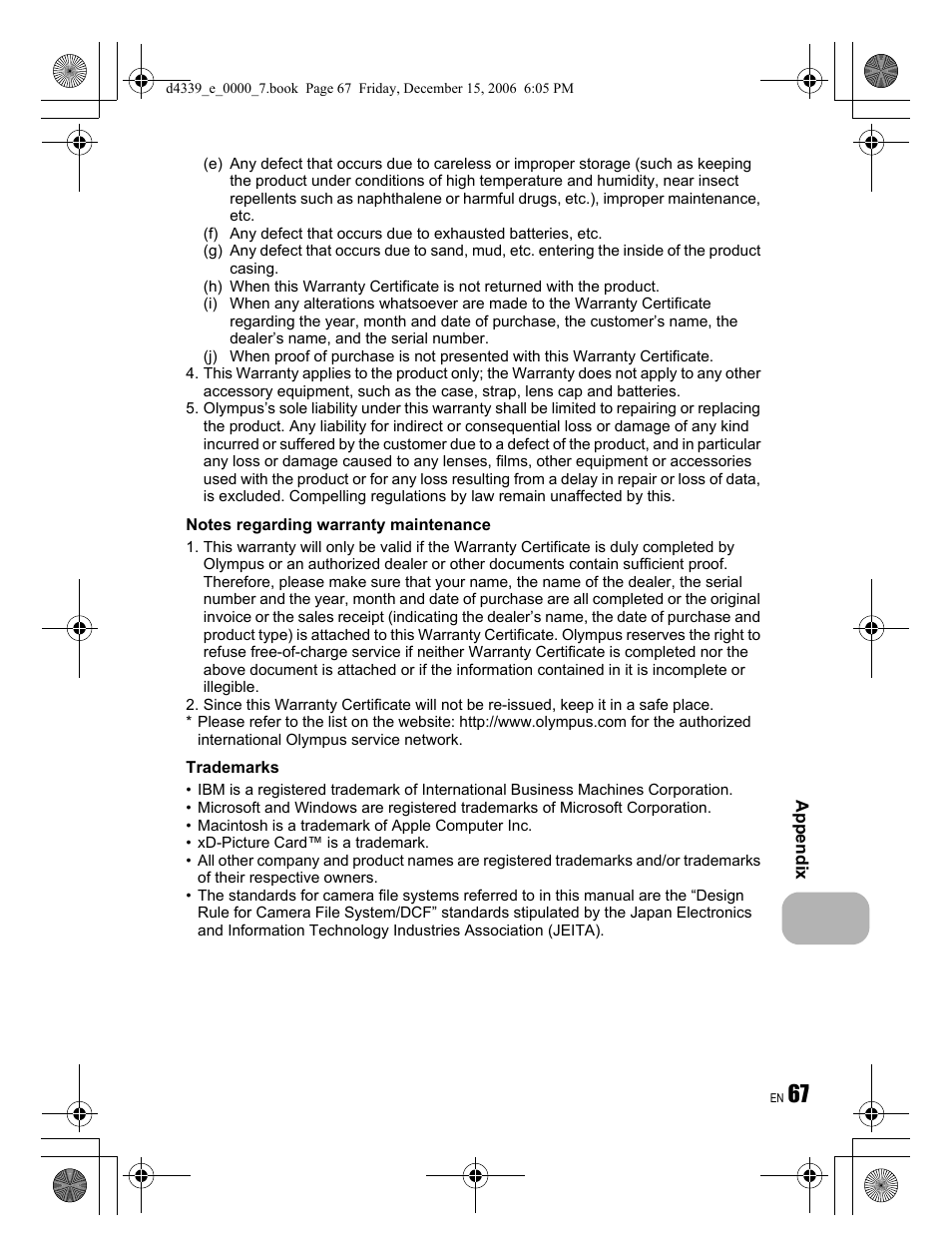 Olympus FE-250 User Manual | Page 67 / 76