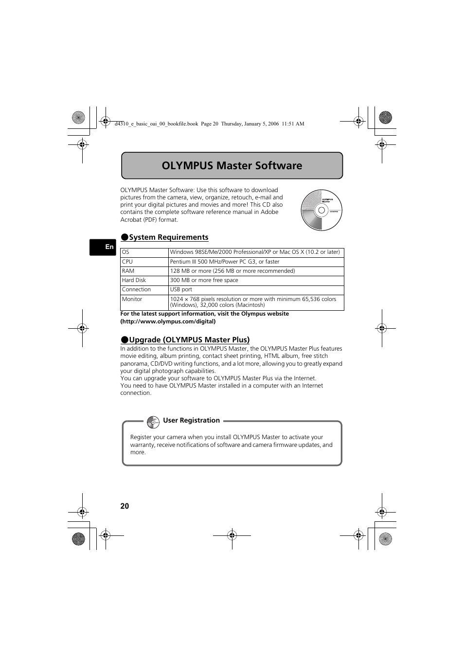 Olympus master software | Olympus FE-130 User Manual | Page 20 / 108