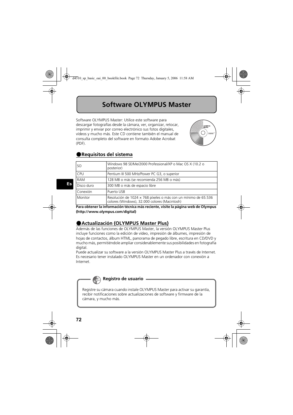 Software olympus master | Olympus FE-130 User Manual | Page 72 / 108