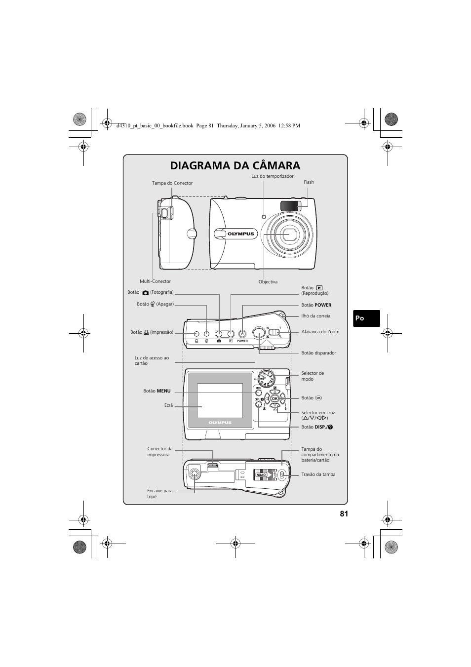 Diagrama da câmara | Olympus FE-130 User Manual | Page 81 / 108