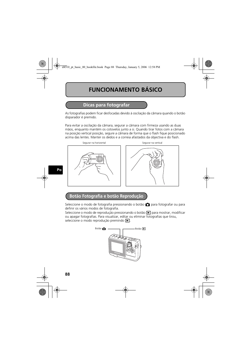 Funcionamento básico | Olympus FE-130 User Manual | Page 88 / 108