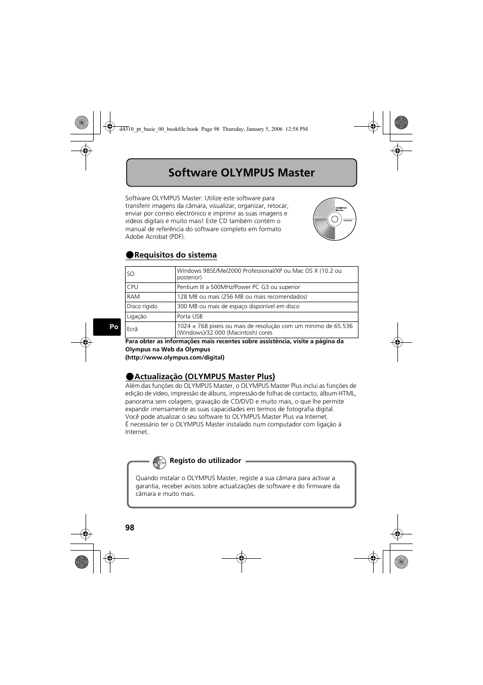 Software olympus master | Olympus FE-130 User Manual | Page 98 / 108
