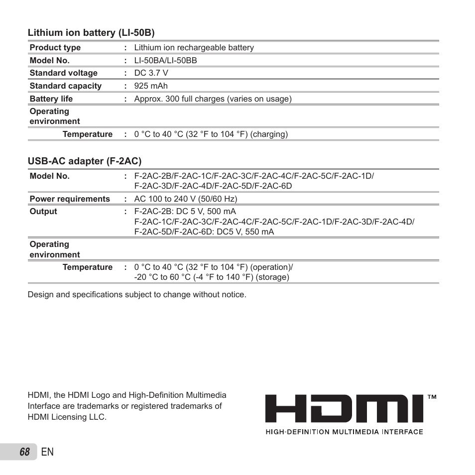 68 en | Olympus SZ-15 User Manual | Page 68 / 79
