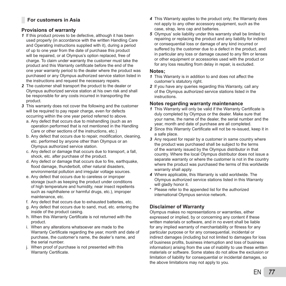 77 en | Olympus SZ-15 User Manual | Page 77 / 79