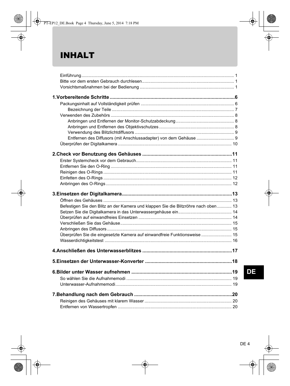 Inhalt | Olympus PTEP12 User Manual | Page 53 / 96