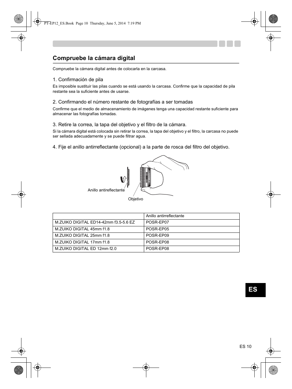 Compruebe la cámara digital | Olympus PTEP12 User Manual | Page 83 / 96