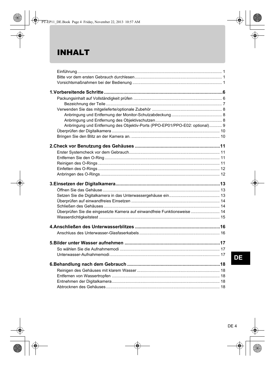 Inhalt | Olympus PTEP11 User Manual | Page 49 / 89