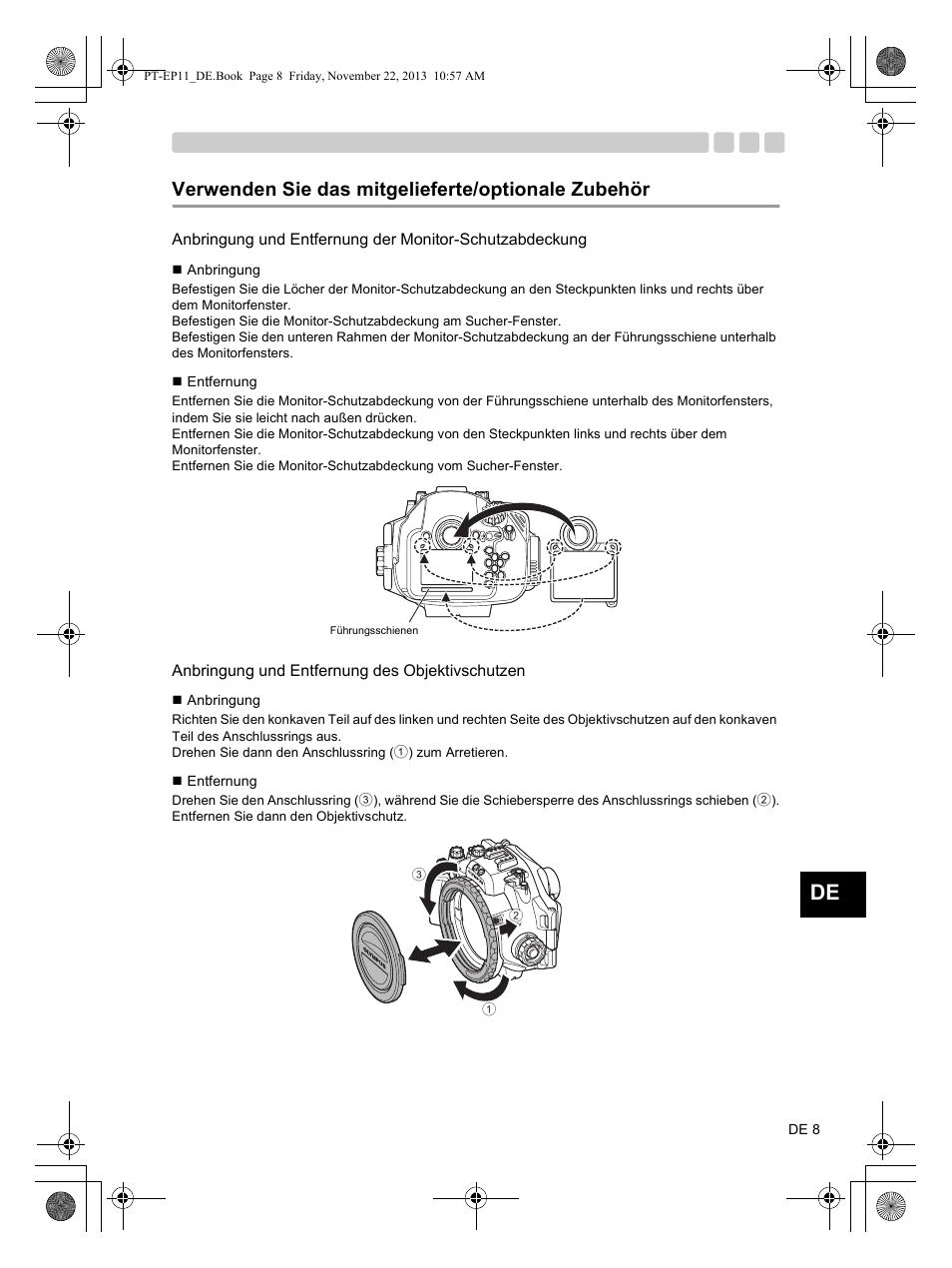 Verwenden sie das mitgelieferte/optionale zubehör | Olympus PTEP11 User Manual | Page 53 / 89