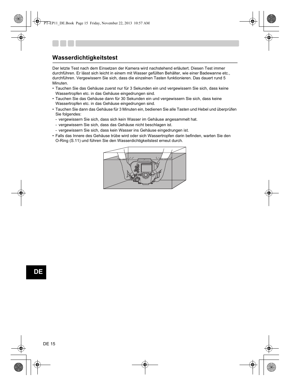Wasserdichtigkeitstest | Olympus PTEP11 User Manual | Page 60 / 89