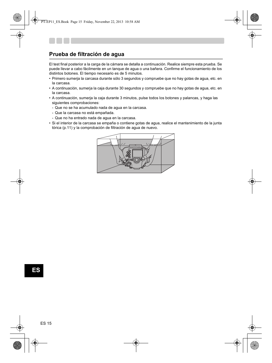 Prueba de filtración de agua | Olympus PTEP11 User Manual | Page 82 / 89