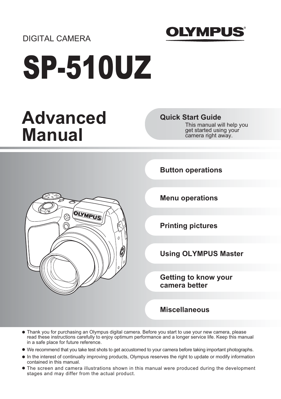 Olympus SP-510 UZ User Manual | 96 pages