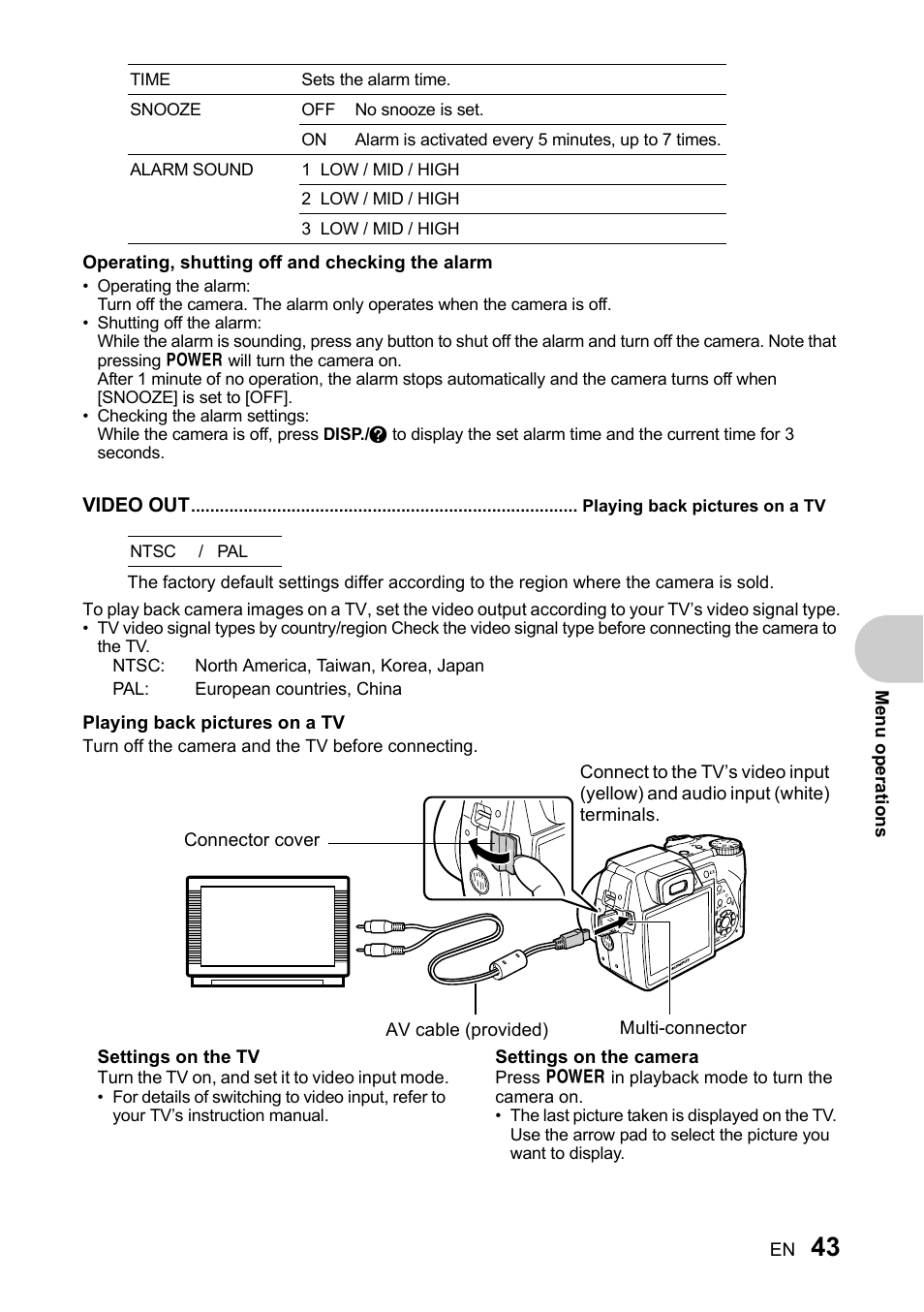 Playing back pictures on a tv | Olympus SP-510 UZ User Manual | Page 43 / 96