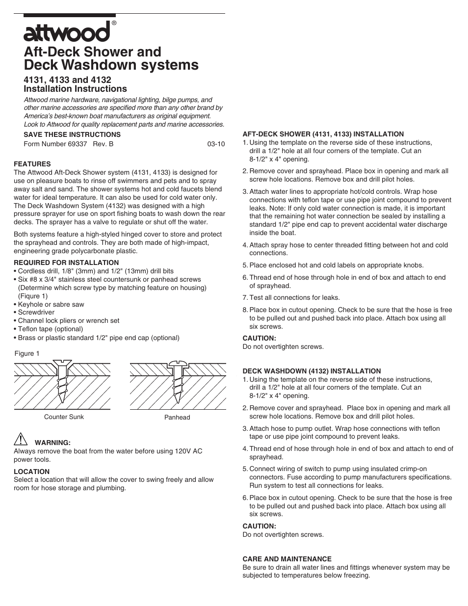 Attwood 4133 User Manual | 2 pages