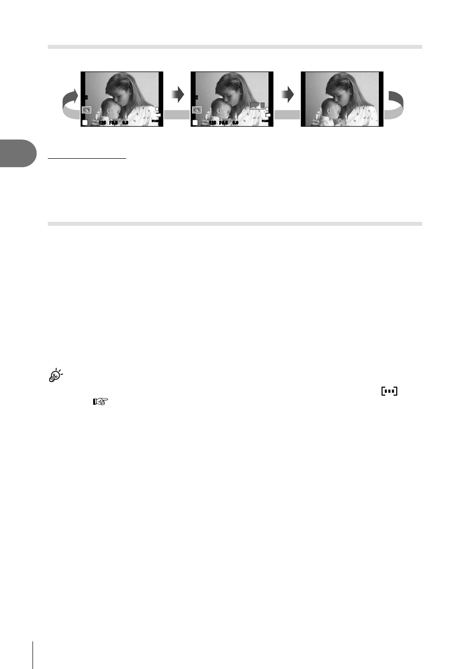 Basic photography, Switching the information display, Focus lock | 14 en, Tips, Histogram display information display on, Image only | Olympus Stylus XZ-2 iHS User Manual | Page 14 / 102