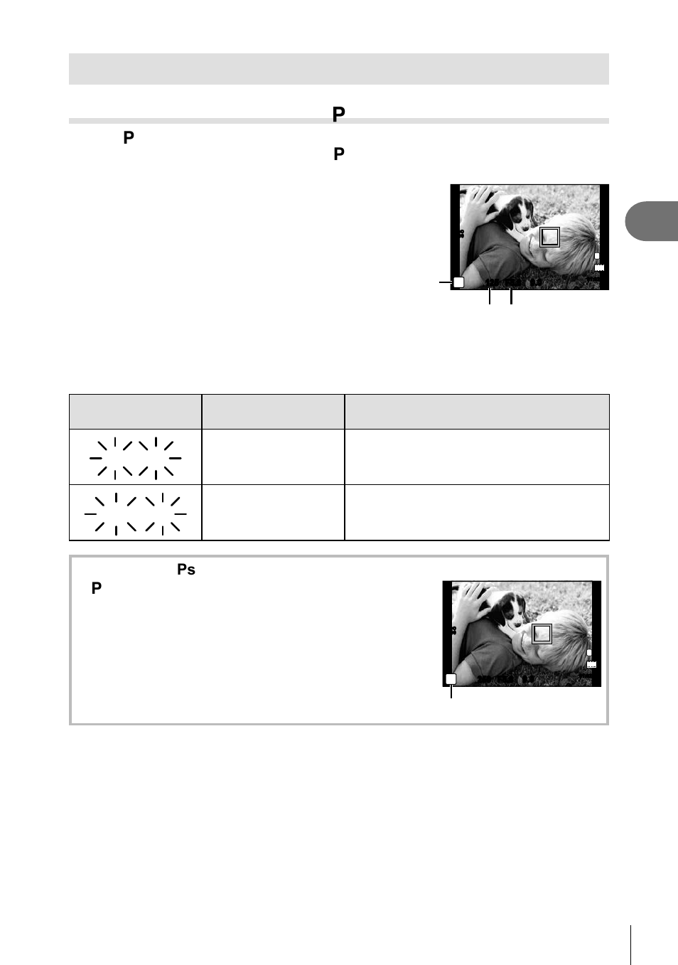 Using the shooting modes, Basic photography, Point-and-shoot” photography ( p program mode) | 15 en, Program shift ( % ) | Olympus Stylus XZ-2 iHS User Manual | Page 15 / 102