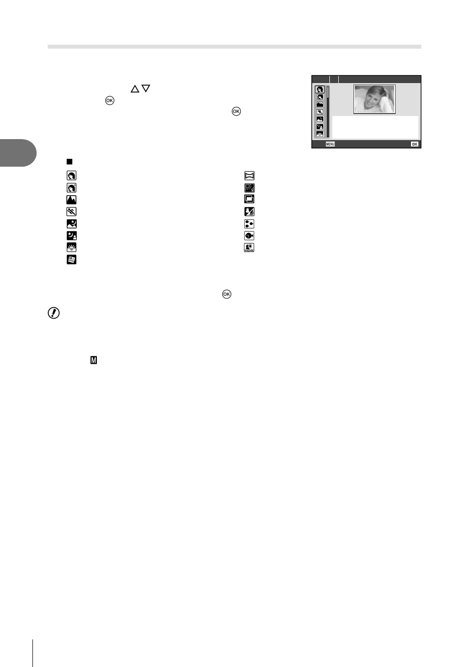 Basic photography, Shooting in scene mode | Olympus Stylus XZ-2 iHS User Manual | Page 20 / 102