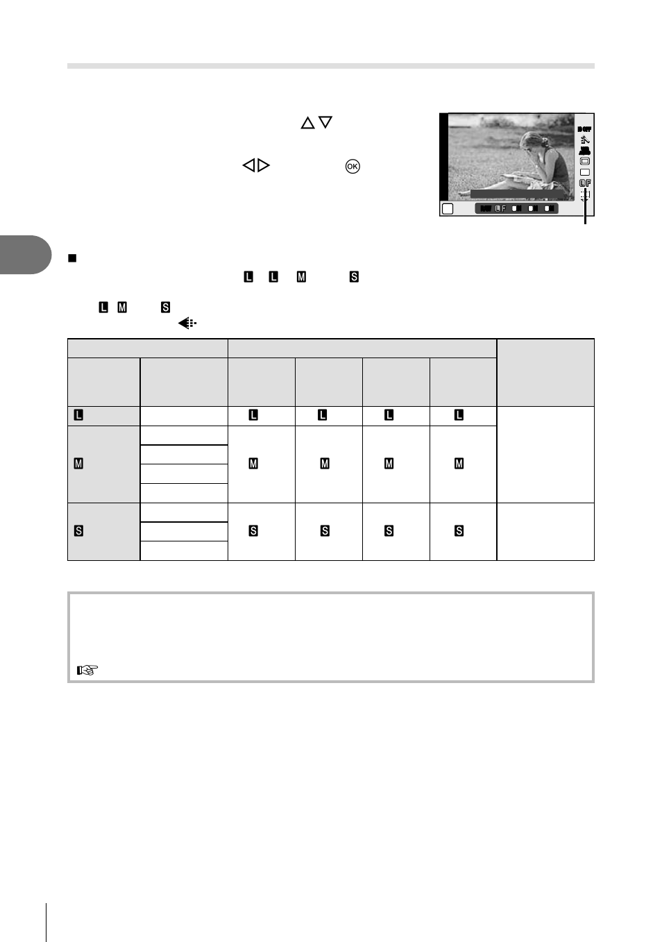Image quality (record mode), 40 en, Select an option using hi and press q | Olympus Stylus XZ-2 iHS User Manual | Page 40 / 102