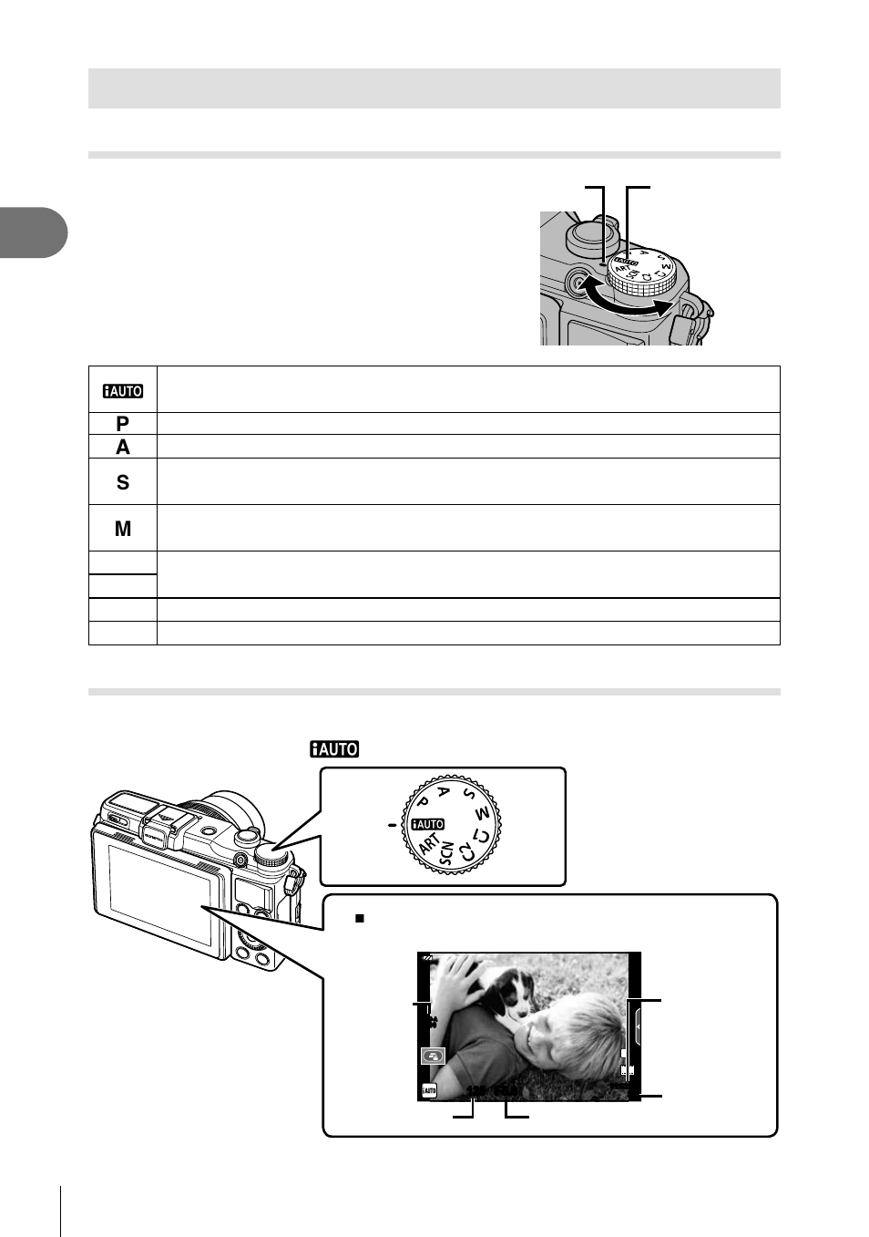 Shooting, Preparations for shooting, Select a shooting mode | Taking photographs, Set the mode dial to a, 8 en | Olympus Stylus XZ-2 iHS User Manual | Page 8 / 102