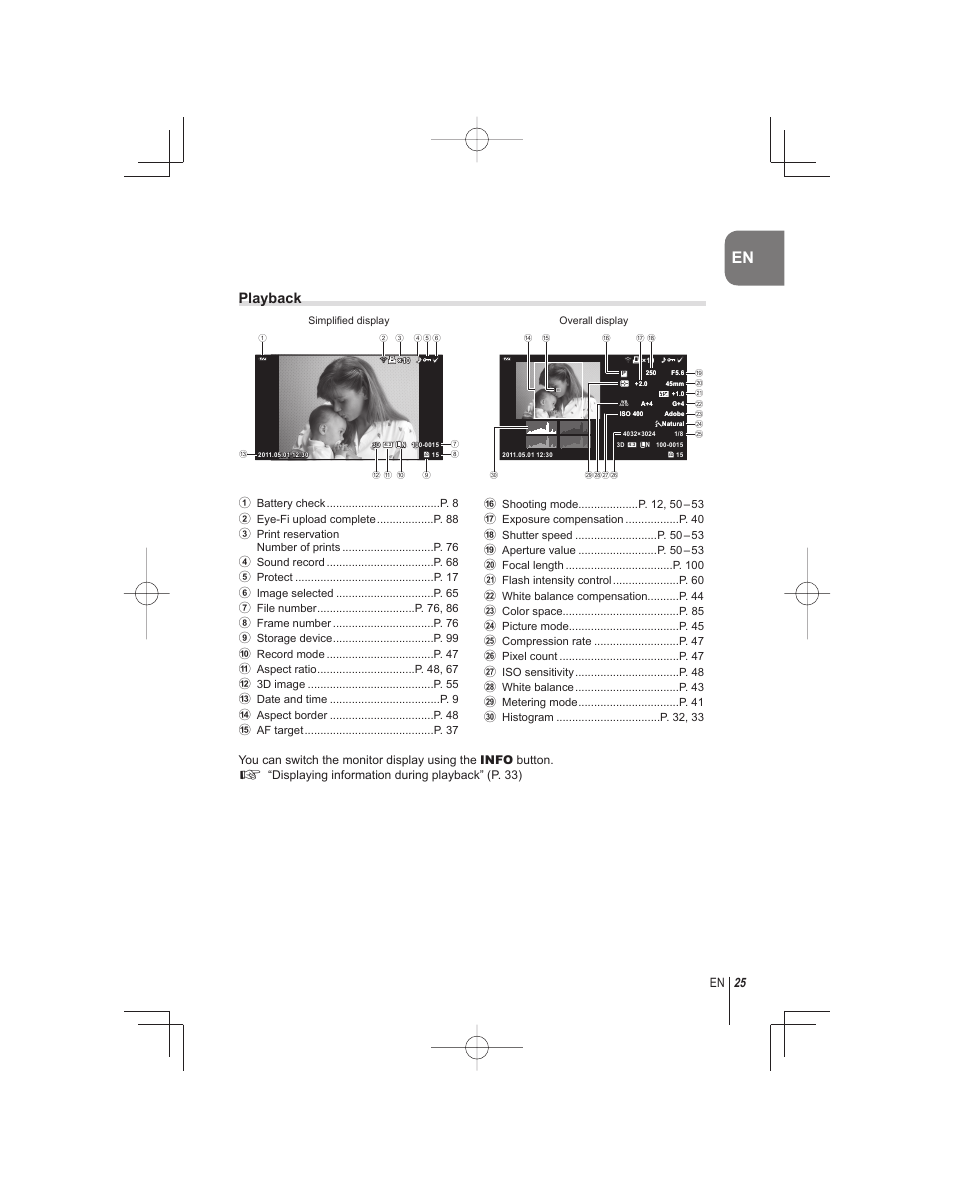 Playback | Olympus E-PM1 User Manual | Page 25 / 92