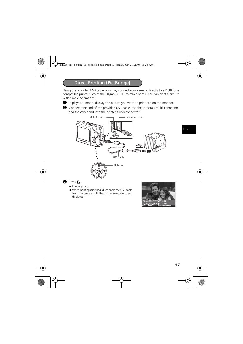Direct printing (pictbridge) | Olympus FE-200 User Manual | Page 17 / 108