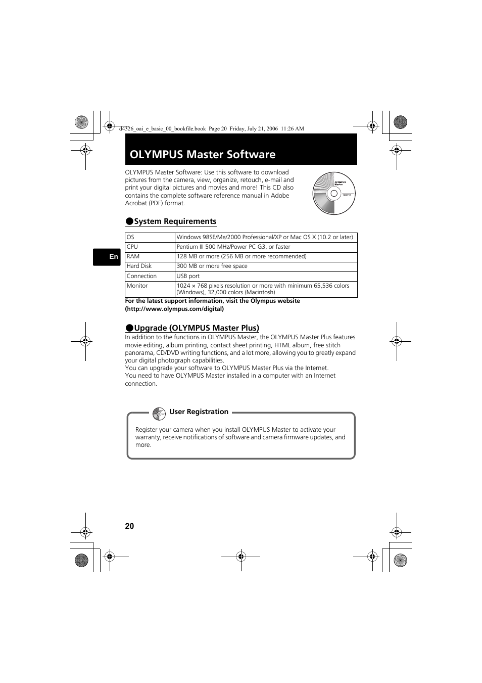 Olympus master software | Olympus FE-200 User Manual | Page 20 / 108