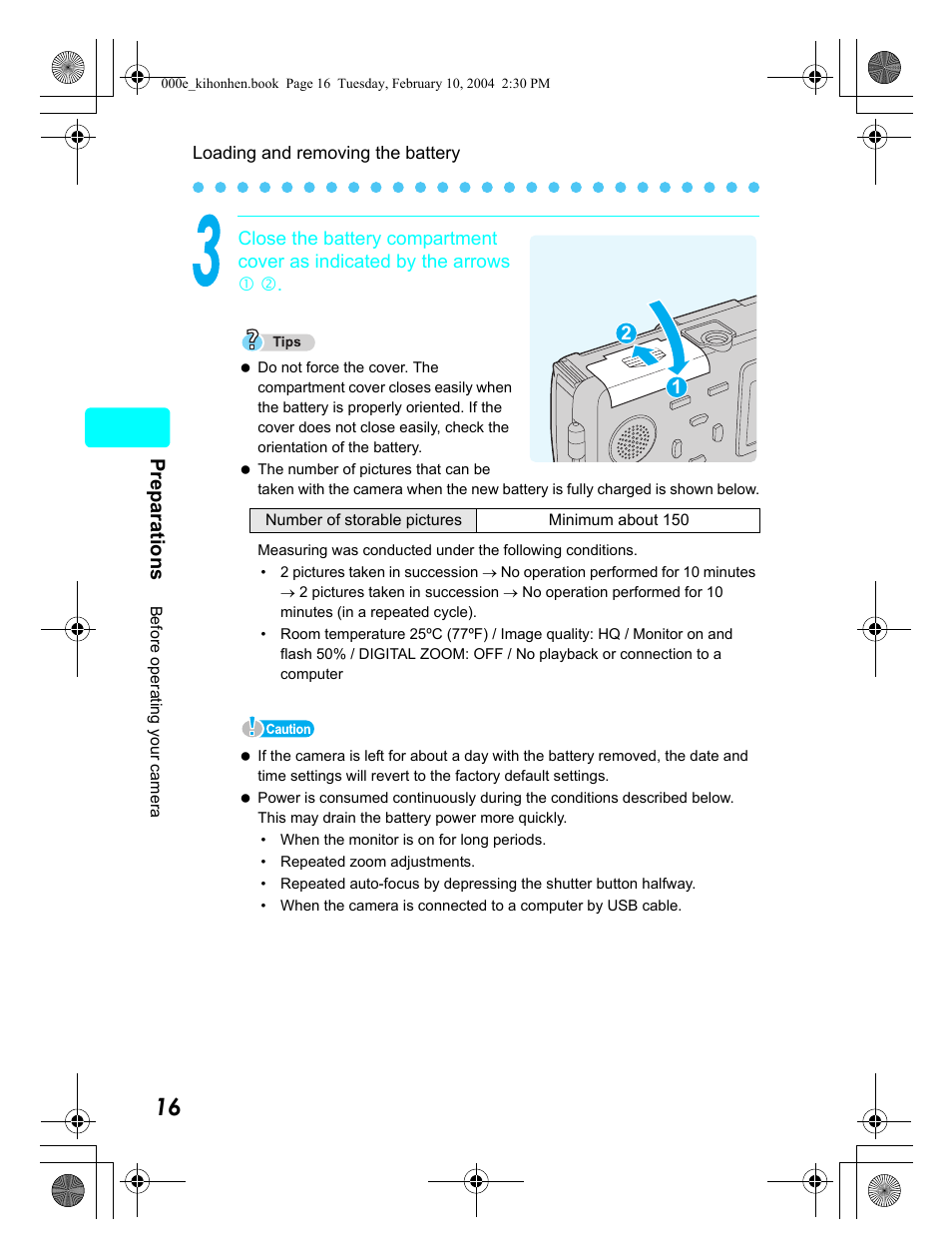 Prep arations | Olympus Stylus 410 Digital User Manual | Page 16 / 72