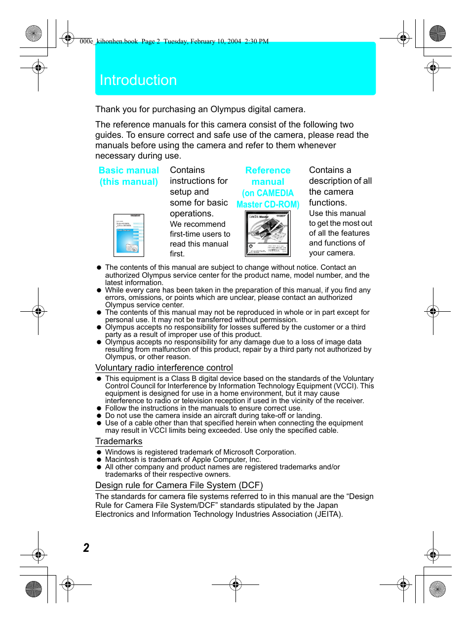 Introduction | Olympus Stylus 410 Digital User Manual | Page 2 / 72