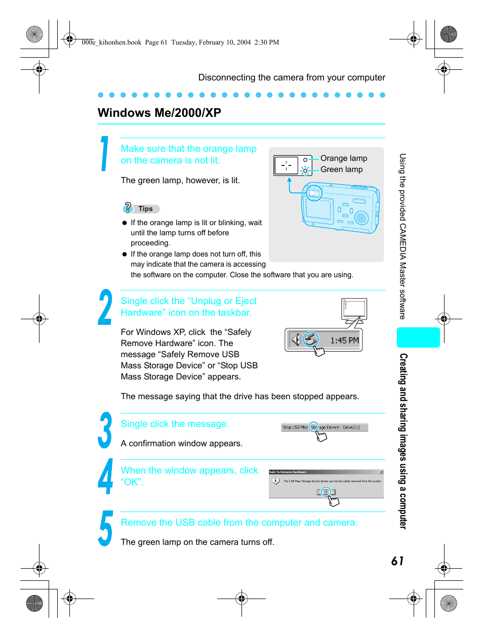 Windows me/2000/xp | Olympus Stylus 410 Digital User Manual | Page 61 / 72