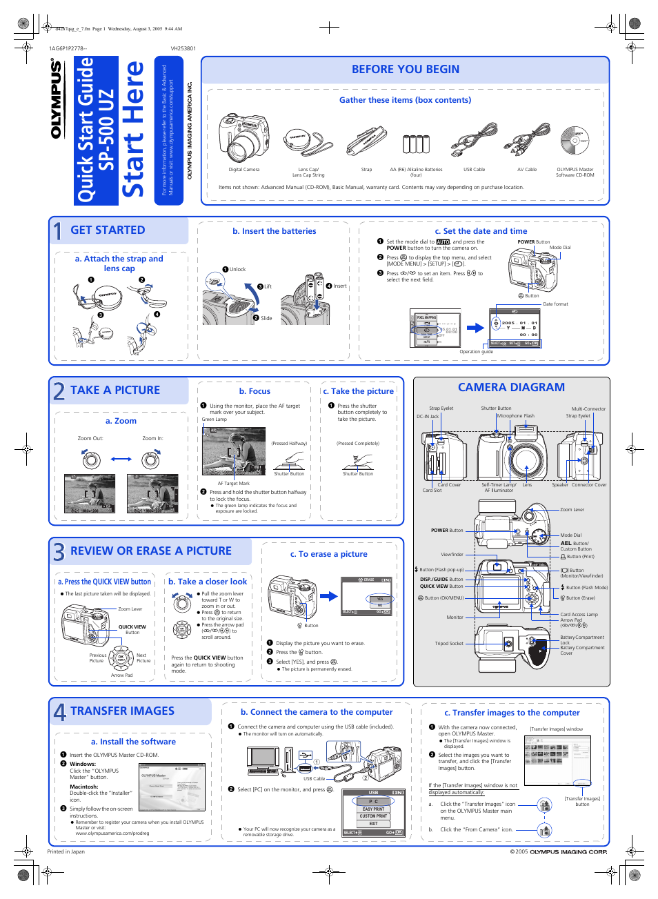 Olympus SP-500 UZ User Manual | 1 page