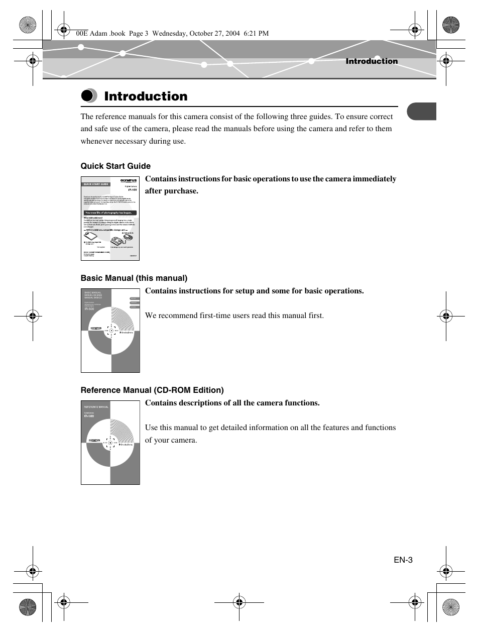 Introduction | Olympus IR-500 User Manual | Page 3 / 116