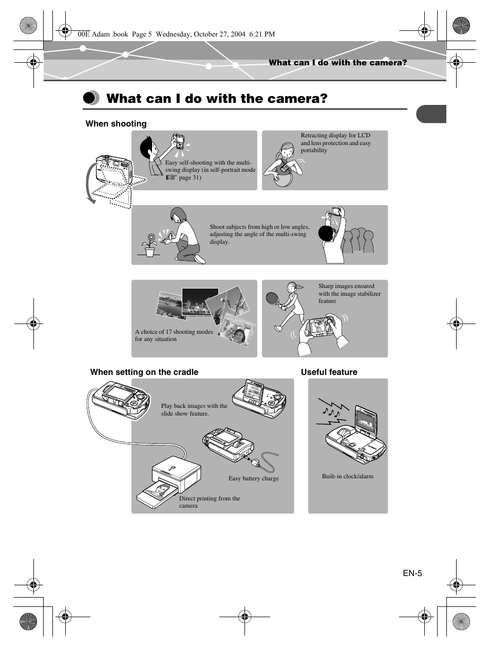 What can i do with the camera | Olympus IR-500 User Manual | Page 5 / 116