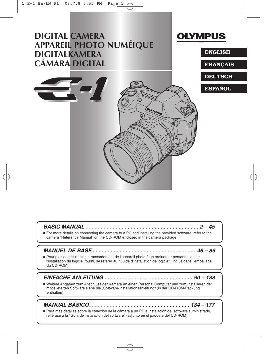 Olympus E-1 User Manual | 180 pages