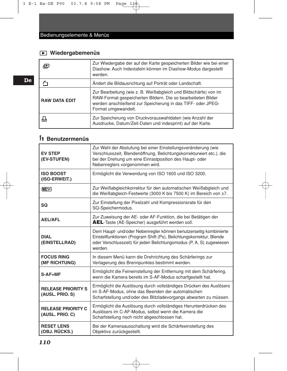 Olympus E-1 User Manual | Page 110 / 180