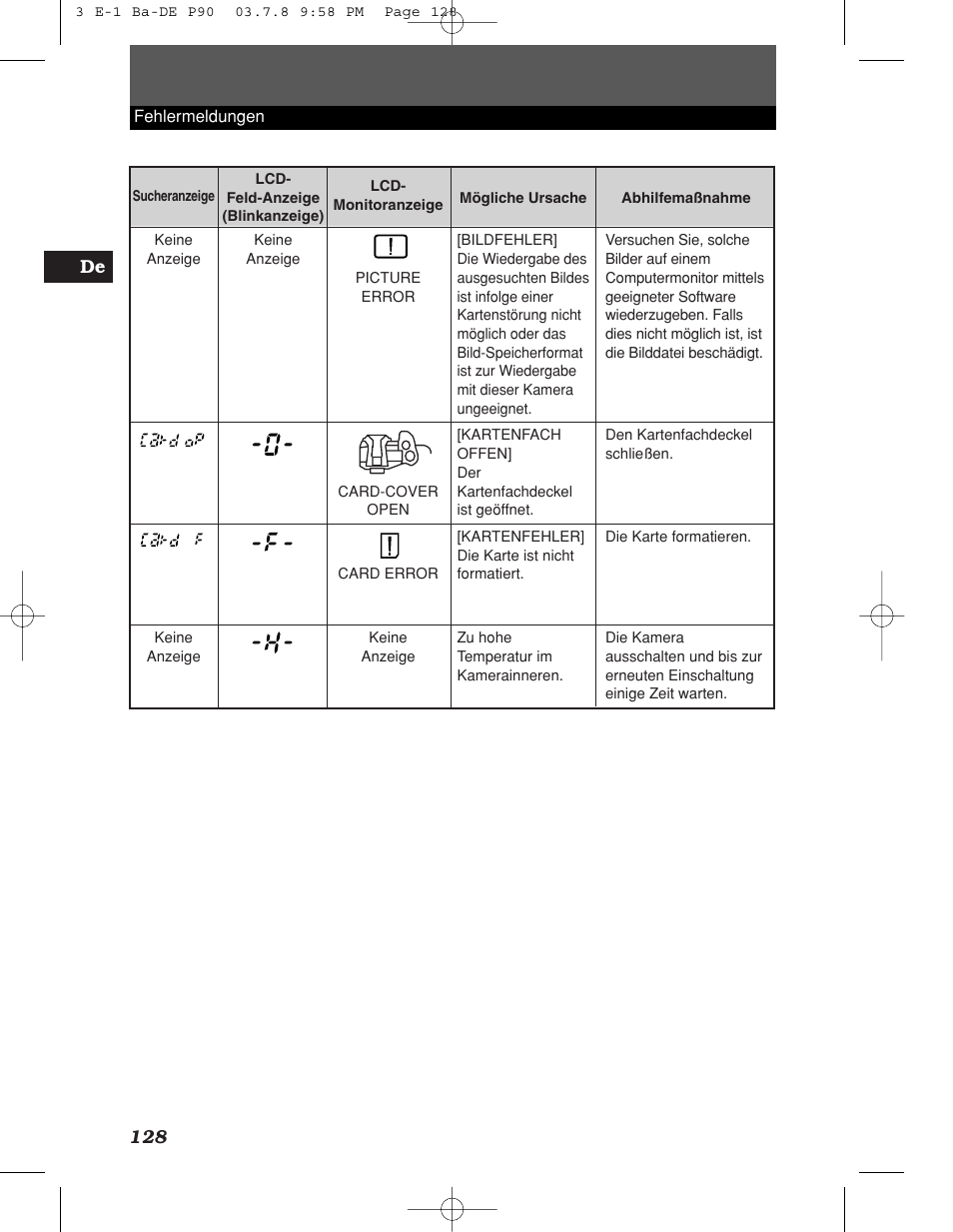 128 de | Olympus E-1 User Manual | Page 128 / 180