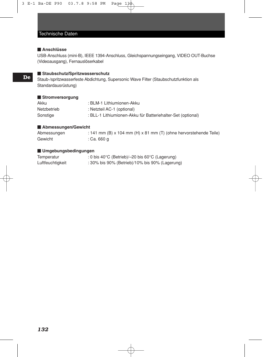 132 de | Olympus E-1 User Manual | Page 132 / 180