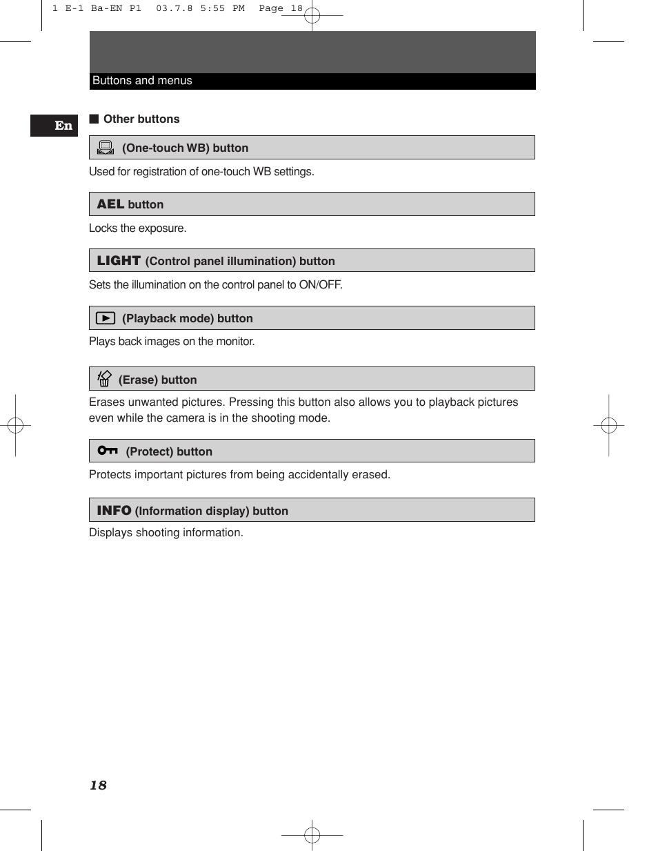 Olympus E-1 User Manual | Page 18 / 180